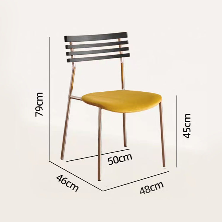 Creative milk tea shop backrest chair - minimalist metal frame upholstered dining chair - retro designer cafe restaurant chair