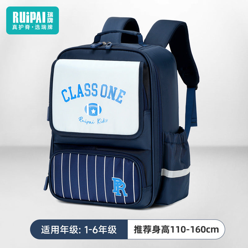Rui brand schoolbag for boys and primary school students in the first grade, large-capacity anti-splashing water spine protection to reduce the burden on children and boys backpack wholesale
