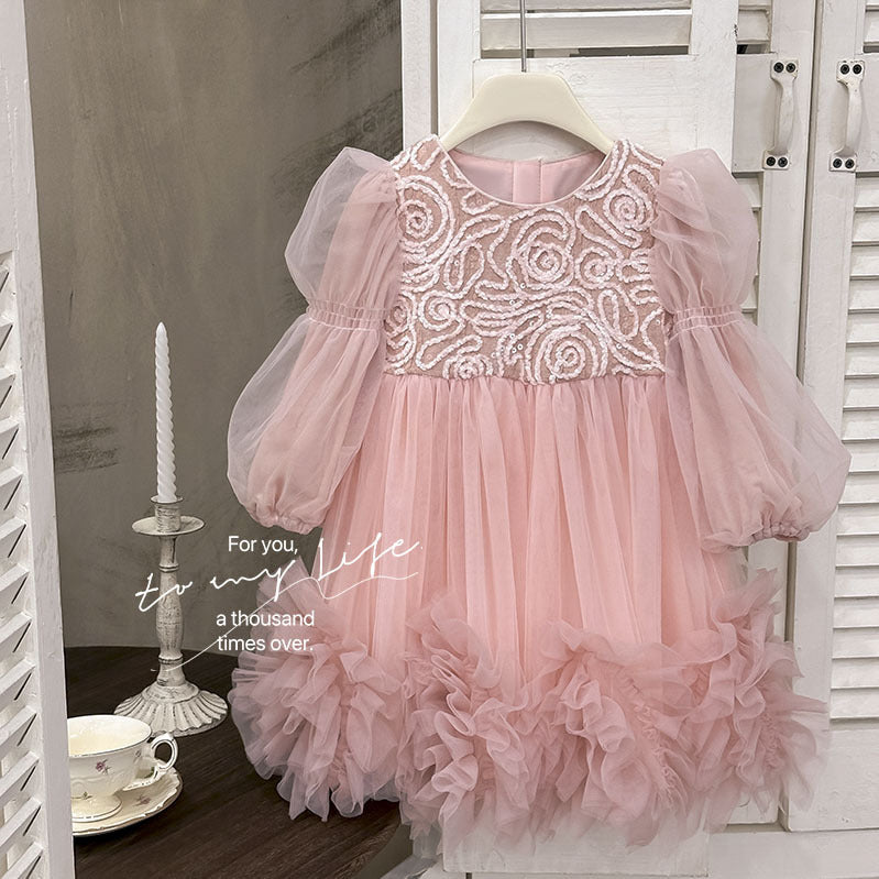 Girls' dress -  autumn new arrival: stunning extra-full pink tulle tutu dress, perfect for first birthday celebrations and princess outfits