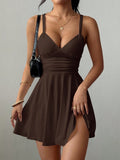 European and american cross-border women's summer  sexy spaghetti strap v-neck dress - slim fit, minimalist style, high-end feel