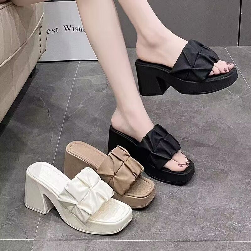Women's waterproof platform slides - versatile thong sandals, trending online, 2024 summer new arrivals, bestselling chunky heel platform sandals