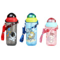Cartoon kids water bottle with strap, plastic cup, straw cup, kindergarten water bottle, leak-proof, children's gift