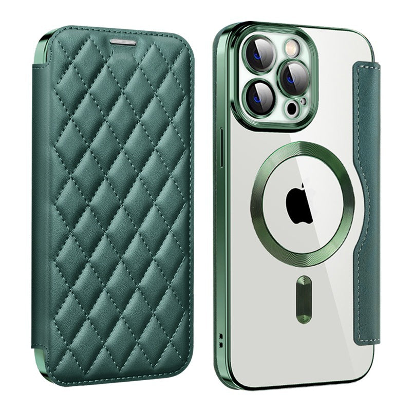 Iphone 17 pro max case, yatun chanel-style magnetic, compatible with apple 16, creative diamond pattern leather case with card slots
