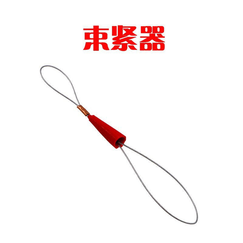 Wire threader connector, pipe threader with wheel, spring head connector, tightener, bullet head