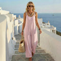 Amazon european new arrival  fashion striped casual vacation jumpsuit summer women's