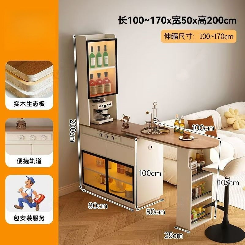 Solid wood sideboard bar all-in-one living room cream style partition cabinet wine cabinet medieval style wall storage storage low cabinet