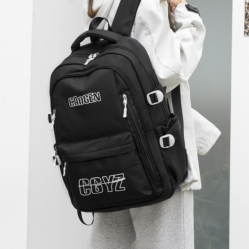 School bag Female college students Junior high school high school students Simple versatile backpack Male multi-layer large-capacity travel lightweight backpack