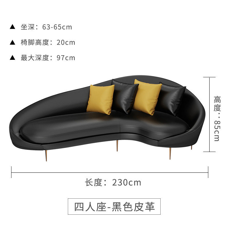 Minimalist modern three-seater moon sofa office set - business reception creative sofa and coffee table combination