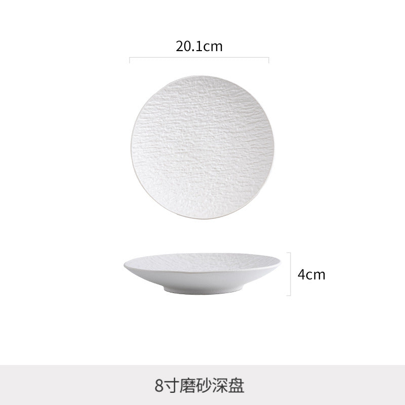 Nordic texture new hotel round plate retroclassy ceramic steak plate pasta plate for home vegetable plate