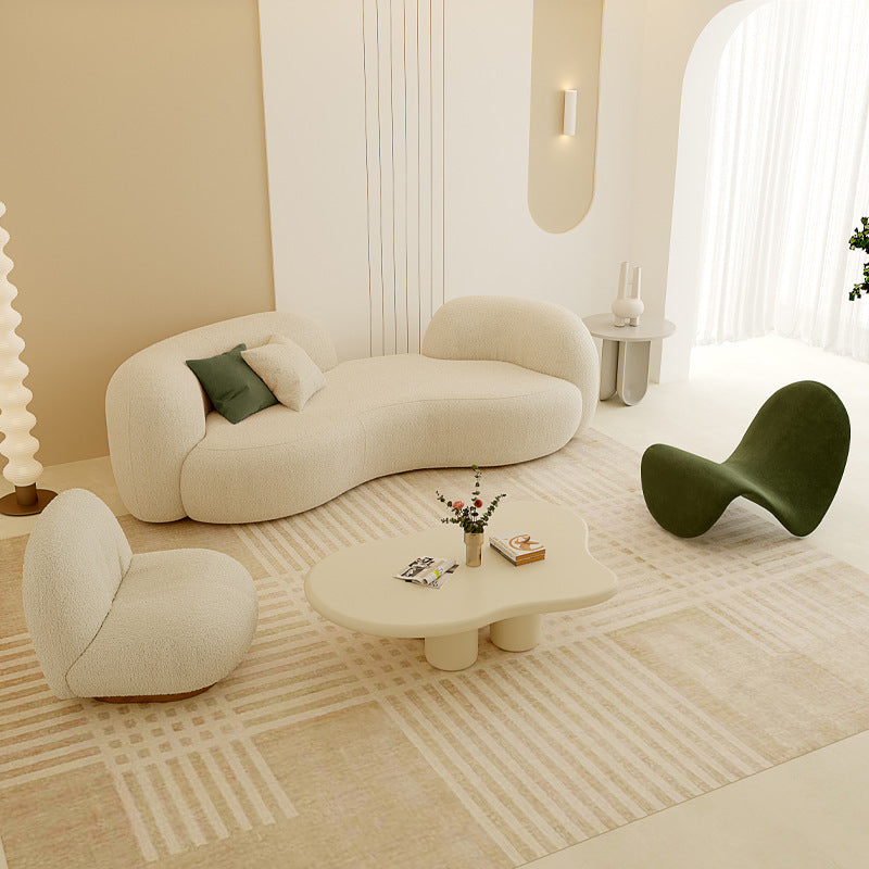 Nordic cream style sofa - modern minimalist living room, small apartment, beauty salon, clothing store reception area fabric sofa