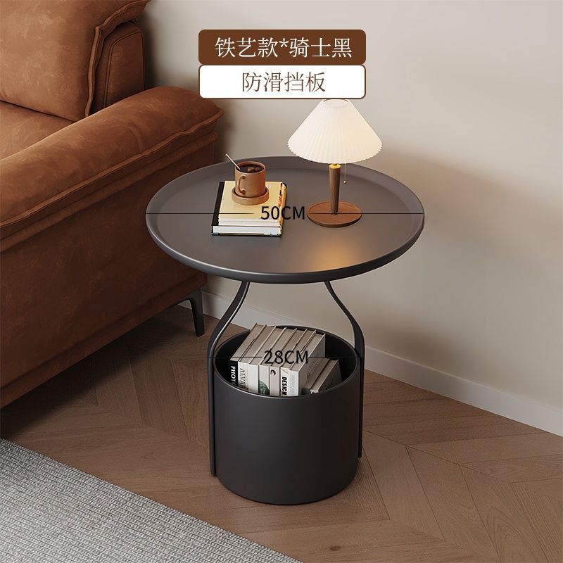 Accessible luxury sofa coffee table movable coffee table small apartment casual bedroom bedside study storage rack balcony round table