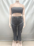 European and american style women's casual jeans -  cross-border fashion new trendy rhinestone patchwork straight-leg jeans