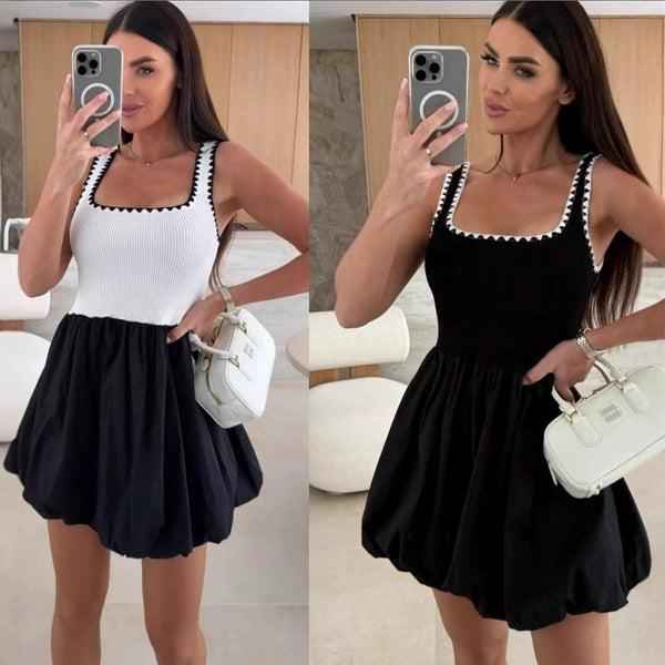 , Europe, America, ,  backless bud short skirt splicing fluffy dress