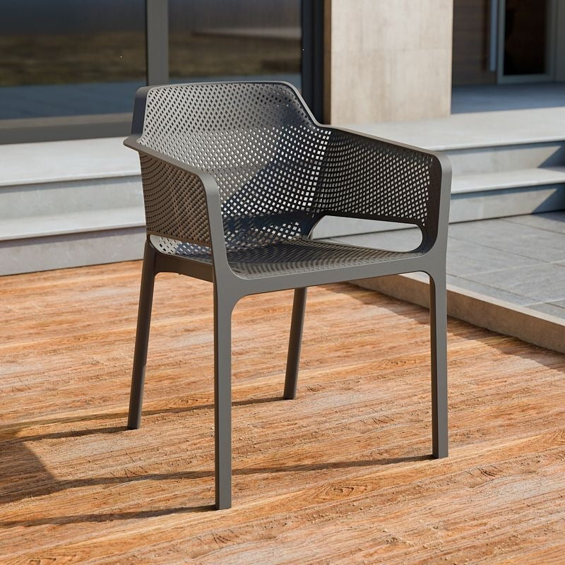 Plastic chair scandinavian dining chair for homethickenedcasual armrest courtyard outdoor backrest chair stool cut out dining table and chairs
