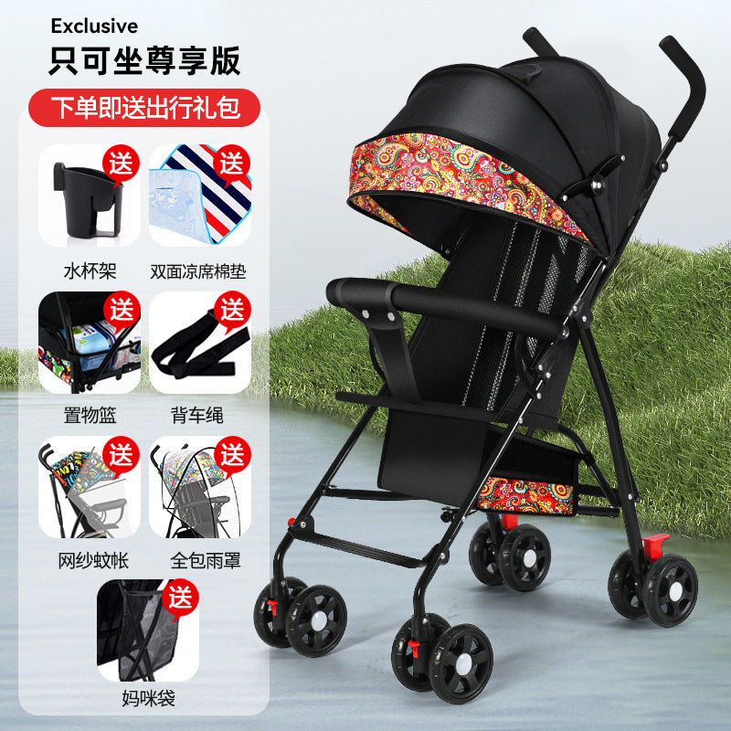Baby stroller lightweight foldable umbrella stroller reclining seat summer travel pram for infants and toddlers