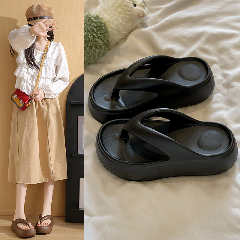 Thick sole flip-flops women's wedge heel flip-flops eva slippers summeroutwear non-slip heightening sandals summer sandals