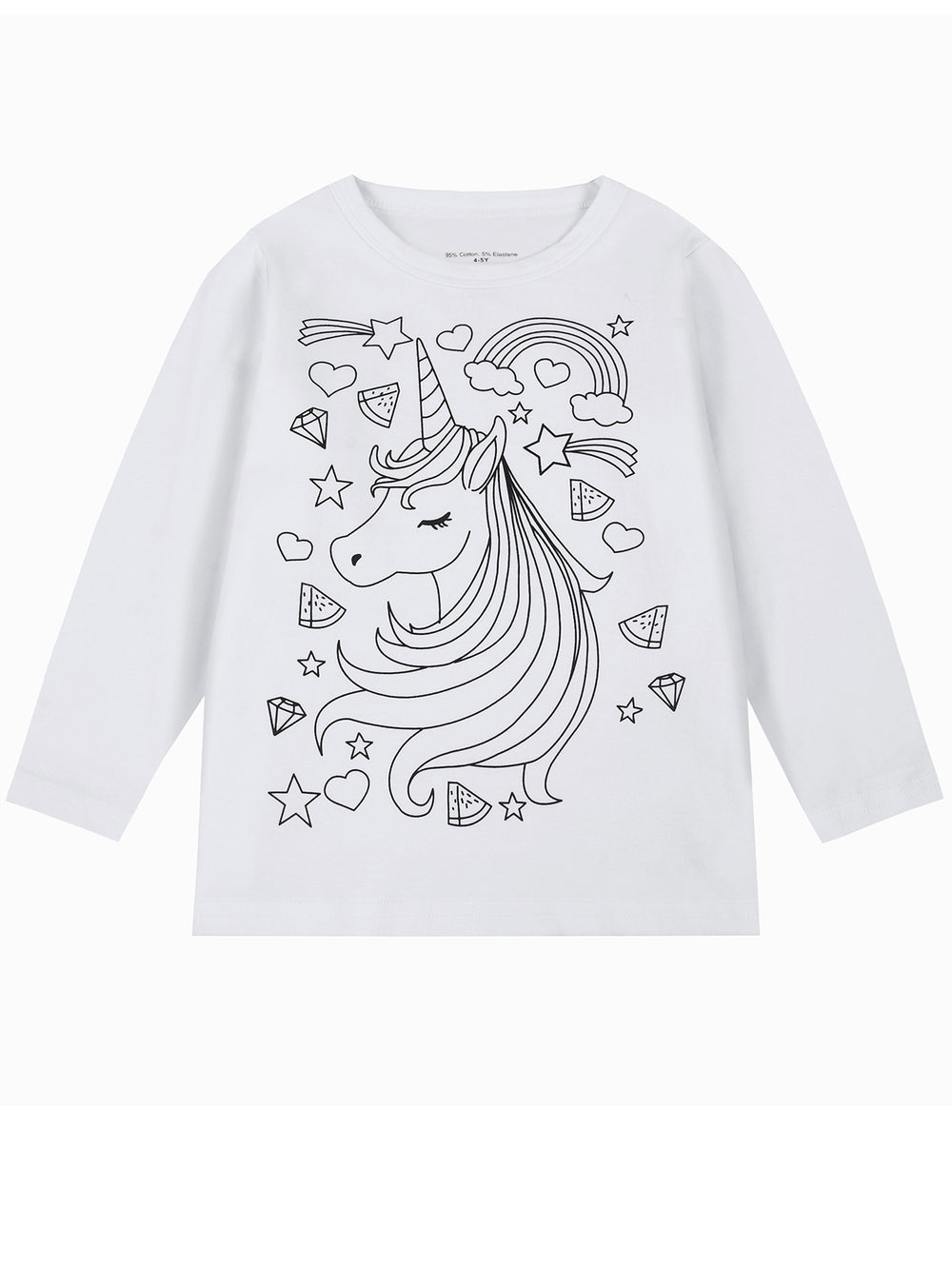 Unique diy fun graffiti hand-painted coloring mermaid design 95% cotton spring/autumn american style girls' long-sleeve t-shirt