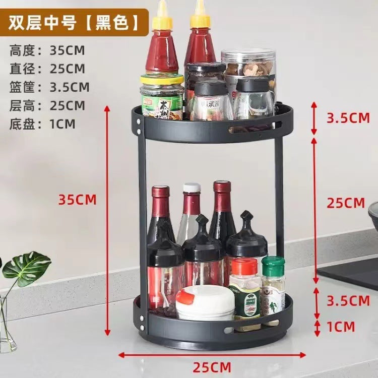 New kitchen storage rack - desktop rotating organizer, round spice rack, adjustable kitchen storage shelf