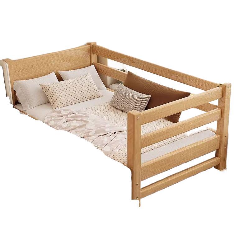 Walnut baby crib convertible bed - solid wood, elevated design with guardrails, extra wide, suitable for adults, infant and toddler bed