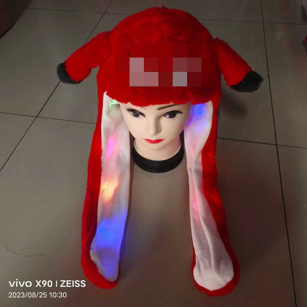 popular airbag that can move when pinching the ears, cartoon rabbit hat, various wholesale luminous children's toys, family hats