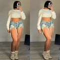European and american style high-waisted jeans,  cross-border women's fashion,  summer streetwear hot girl drawstring shorts