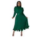 Q102 independent station cross-border women's winter puff sleeve topsruffles pleated skirt two-piece setfashionsuit
