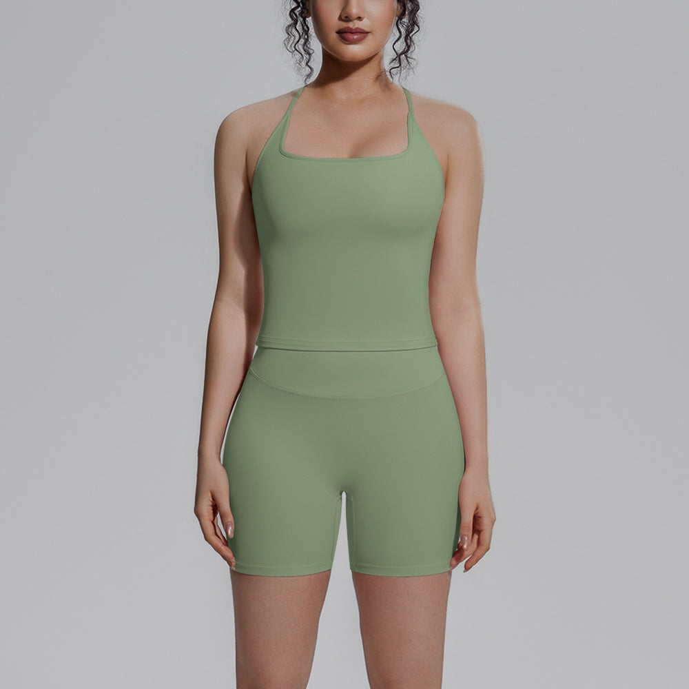 New nude feel racerback compression workout set - high waist, butt-lifting pilates & yoga activewear set