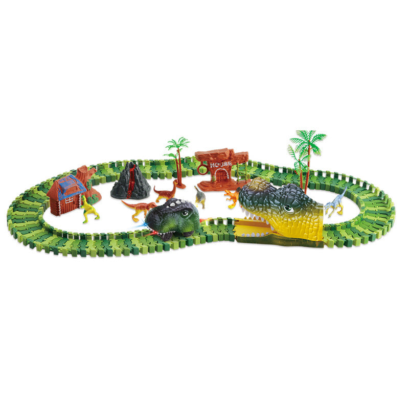 amazon hot-selling dinosaur track car kids' assembly toy, versatile roller coaster electric train wholesale