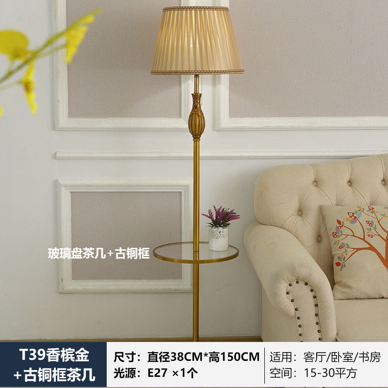 American light luxury crystal floor lamp living room coffee table scandinavian styleretro copper floor lamp vertical bedroom bedside lamp