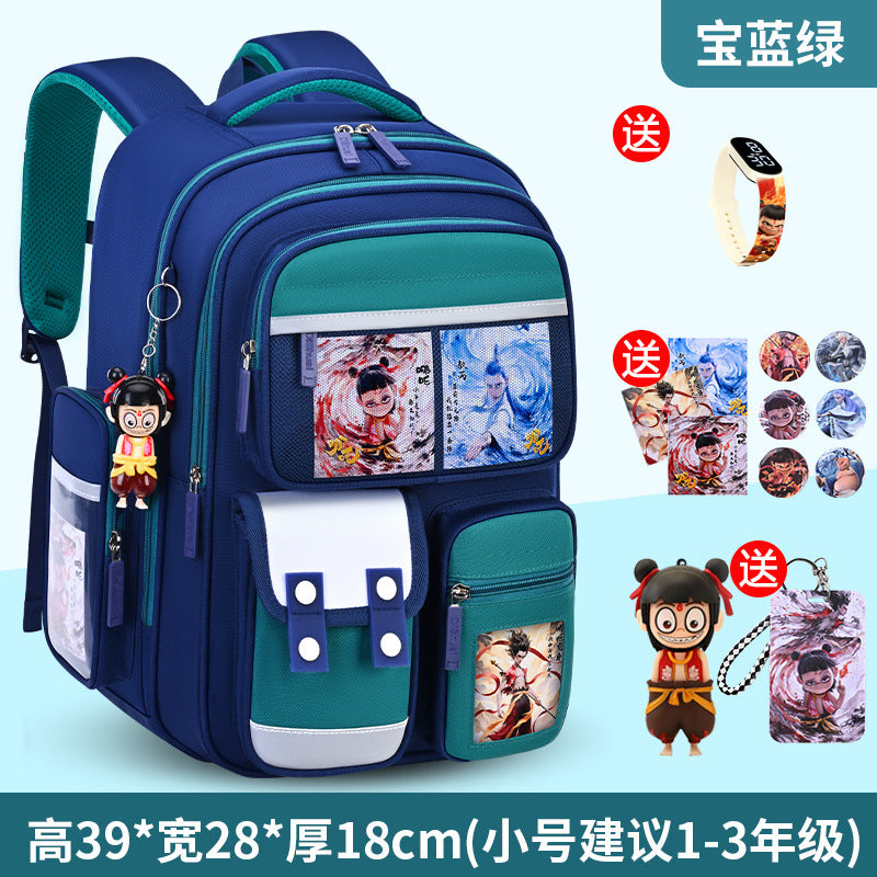 Nezha boy's schoolbag - lightweight, spine-protecting backpack for elementary school students (grades 1-6), suitable for boys and girls