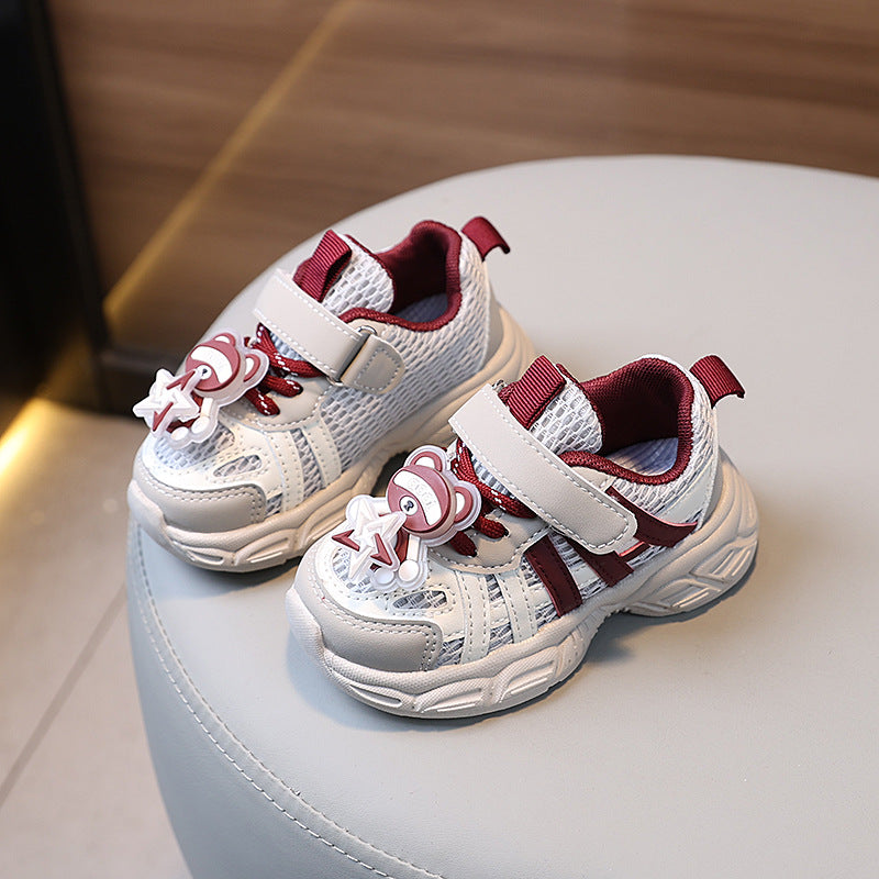 new mesh kids' sneakers - cartoon design for baby boys, children's athletic shoes, spring girls' kindergarten running shoes