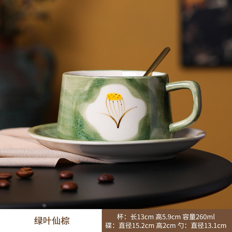 Nordic retro underglaze ceramic coffee cup exquisite afternoon tea milk gift cup and saucer set mug
