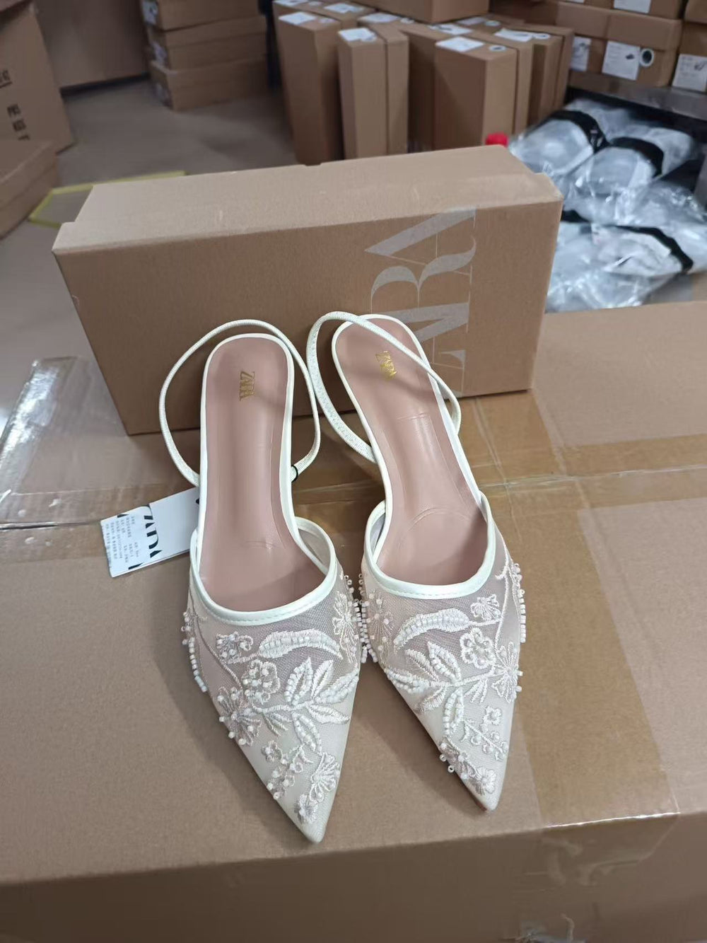 Za2026springnew arrival pointed toe stiletto mesh order toe high heels women's lace small fragrant style easiest for matchoutwear