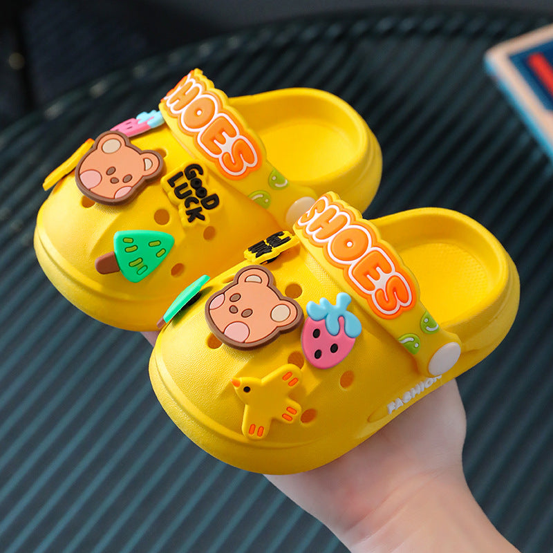 Kids slippers summer girl baby indoor soft bottomnon-slip cartoon cute sandals slippers boy beach hole sandals