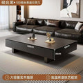 New sintered stone coffee table for living room, modern minimalist light luxury style, compact high-end tv stand with tempered glass top