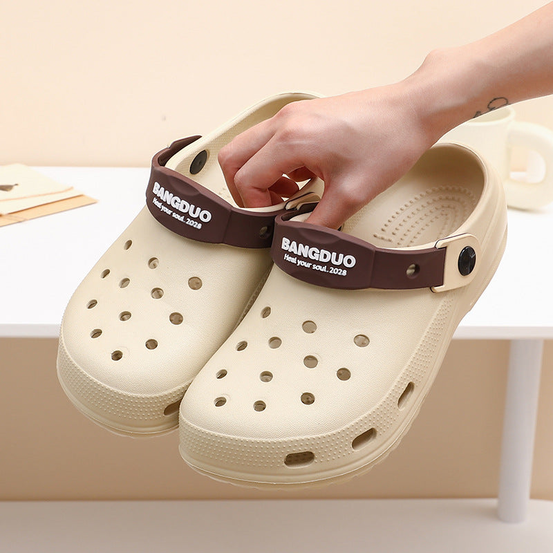 女鞋洞洞鞋女士夏季外穿大童学生防滑软底花园沙滩包头踩屎感凉鞋