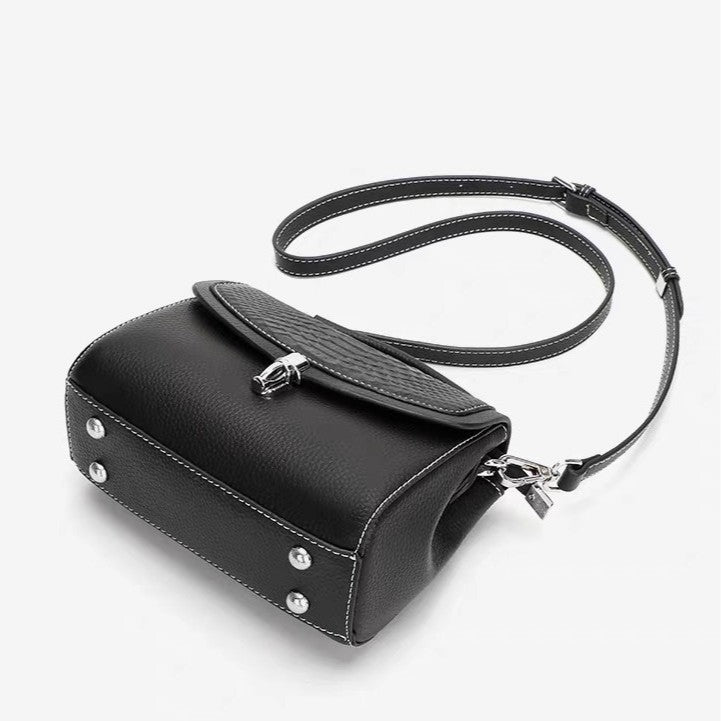 Genuine leather women's small bag 2024 new simple elegant small square bag shoulder crossbody bag women's soft leather handbag