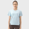 New arrivalplaid thin and breathable quick-drying yoga clothes round neck easiest for match night running reflective strips sports short-sleeved women dss059