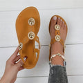 Plus size women's european and american sandals -  bohemian rhinestone comfortable breathable versatile elastic band thong sandals