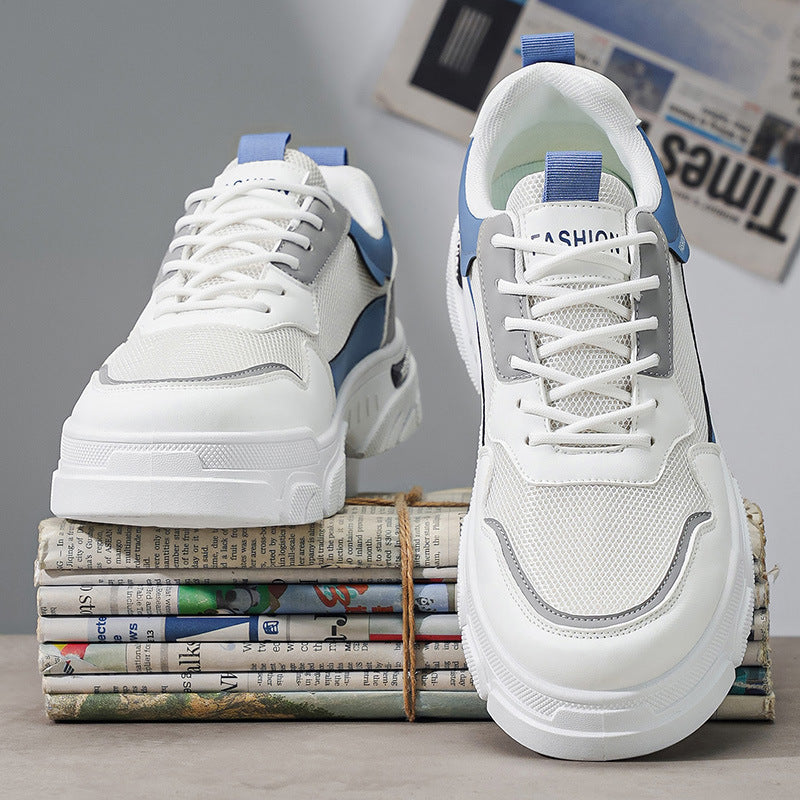 Men's 2026 spring new mesh breathable athletic casual shoes - youth trendy versatile chunky sole skate shoes