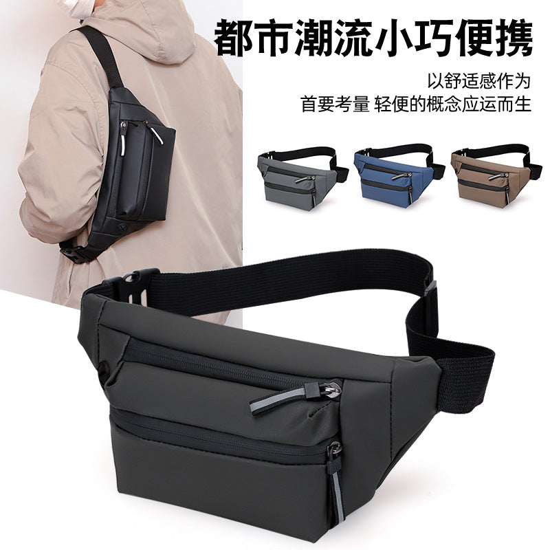 Cross-border men's fanny pack, mobile phone multi-functional casual breast bag, large-capacity oblique span bag, high-end fashion shoulder bag