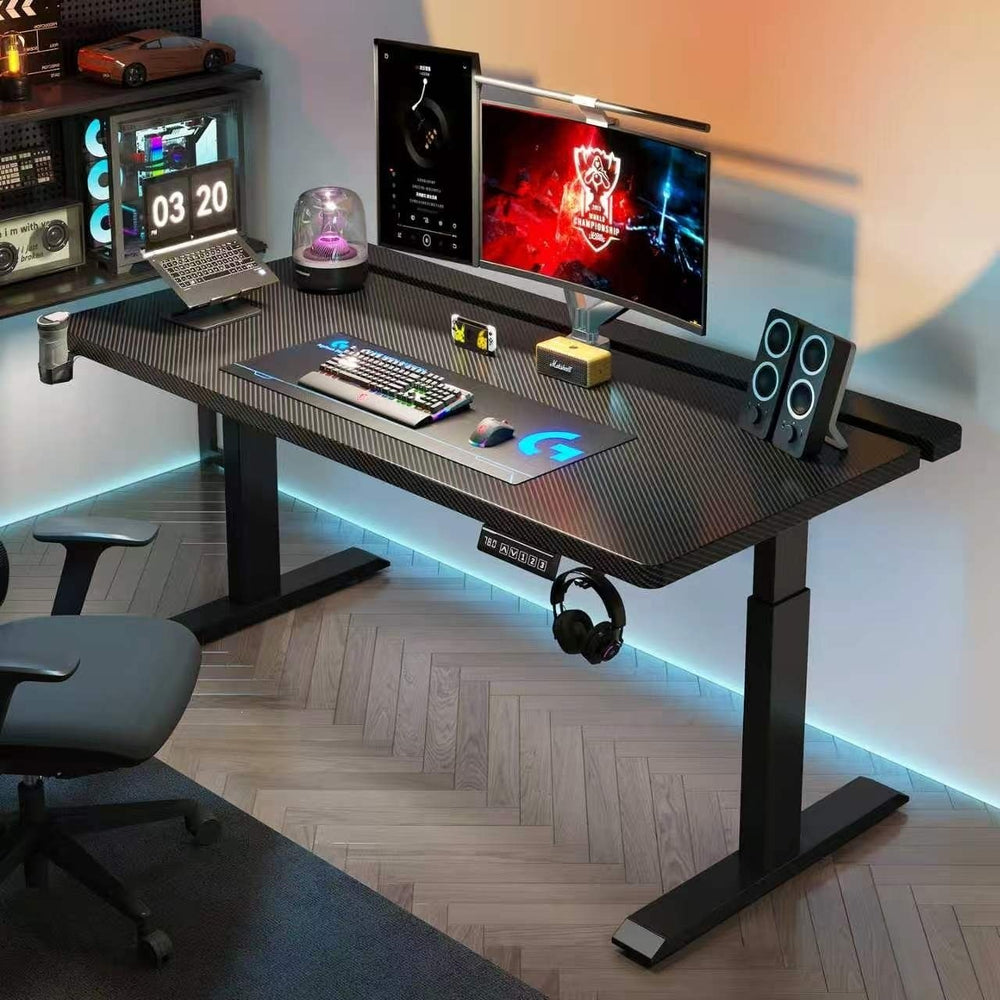 Electric adjustable height carbon fiber computer desk - desktop gaming desk - height adjustable office table