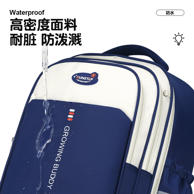 , stylish british-style elementary school backpack for grades 1-6, designed for both girls and boys. features a load-reducing, spine-protecting design, perfect as a kids' backpack