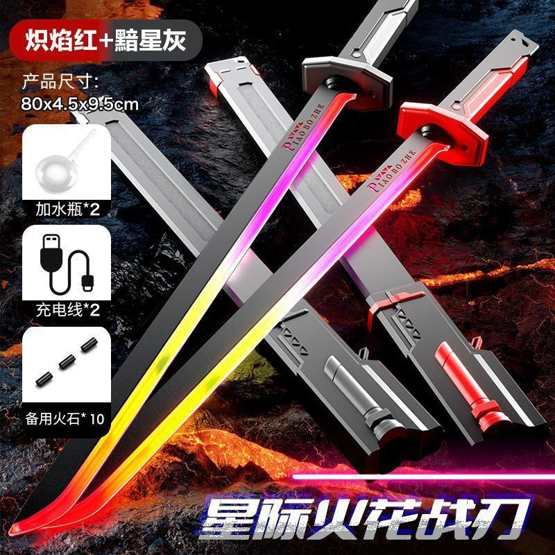 Tiktok viral spark lightsaber with light & spray - interstellar spark battle blade - novelty & unique kids' toy