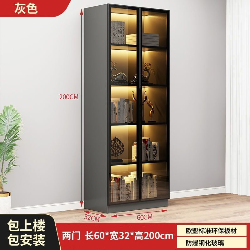 Casual glass door bookcase combination floor-standing display cabinet accessible luxury living room figure gundam storage wine cabinet