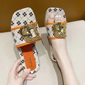2025 summer new arrival: trendy retro women's sandals & slippers - versatile casual flat slides with buckle detail