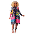 C6501 special offer: no returns or exchanges. please purchase with care. fashionable women's printed long-sleeve button-down midi dress
