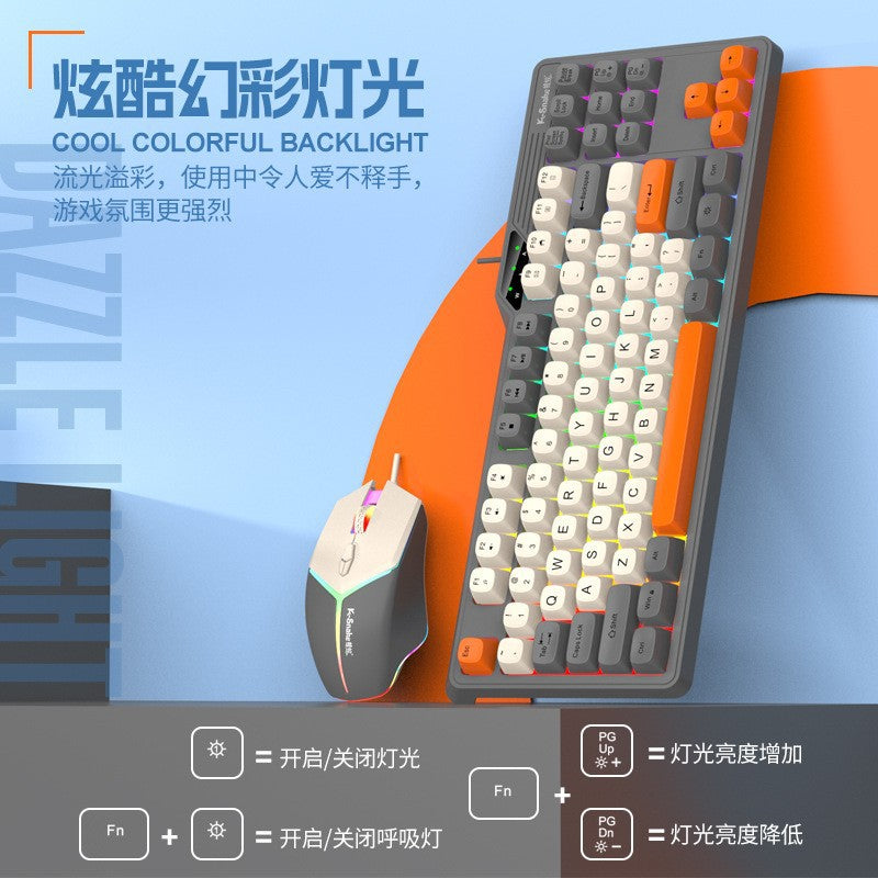 Viper km870 wired mechanical feel keyboard and mouse combo - 87-key gaming pc usb keyboard and mouse set