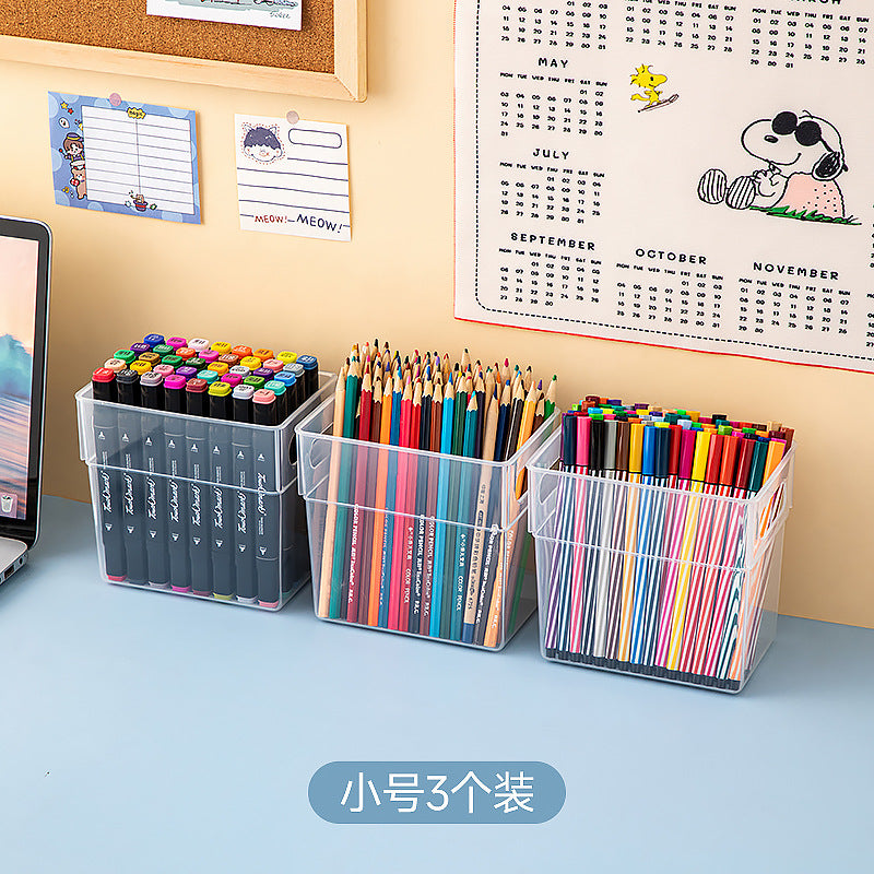 Desktop Drawer Marker Stationery Storage Box Plastic Transparent Pen Holder Sundries A4 Book File Storage Box Wholesale