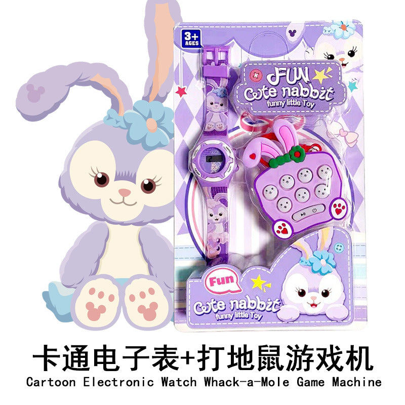 Factory direct electronic watch + whack-a-mole game console charm set - kids' cartoon watch